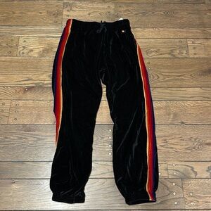 NWT Aviator Nation 5 Stripe Sweatpants Black Velour